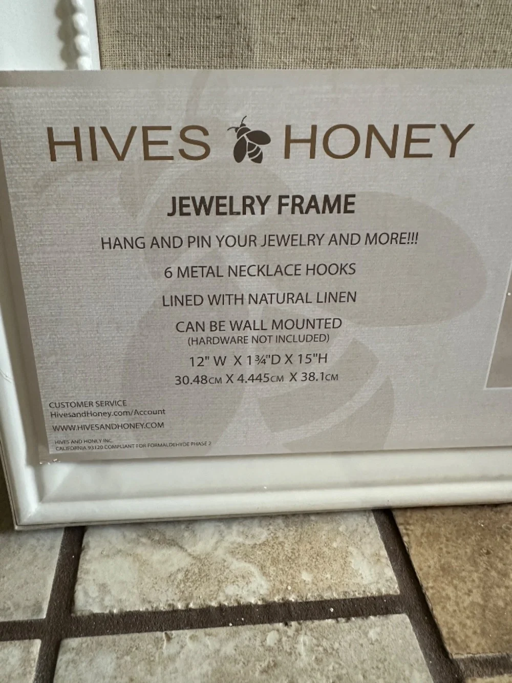 Hives & Honey Medium Pinboard Jewelry Frame White